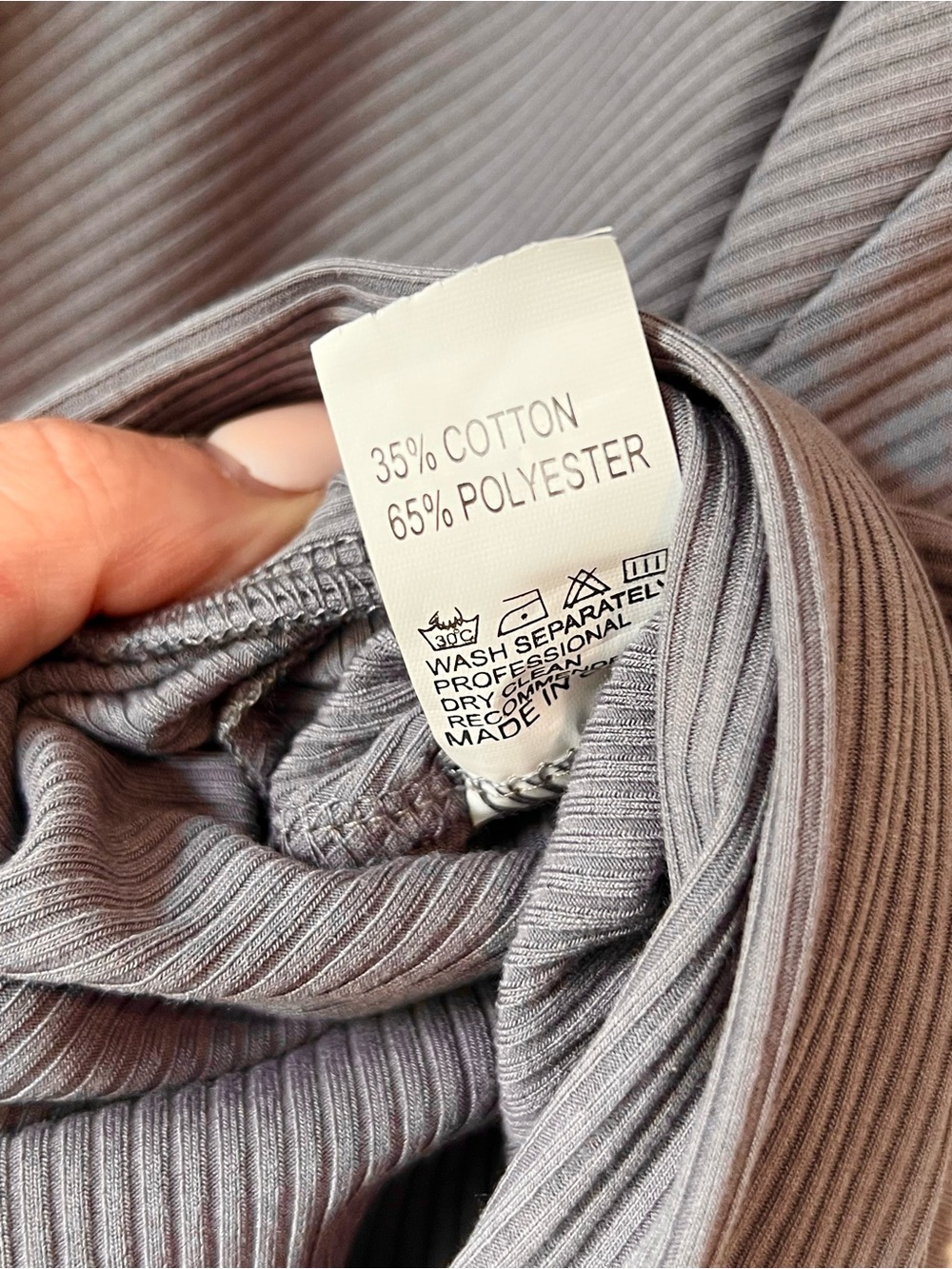 Lavender Ribbed Batwing Long Sleeve Banded Bottom Top - Picture 5 of 6